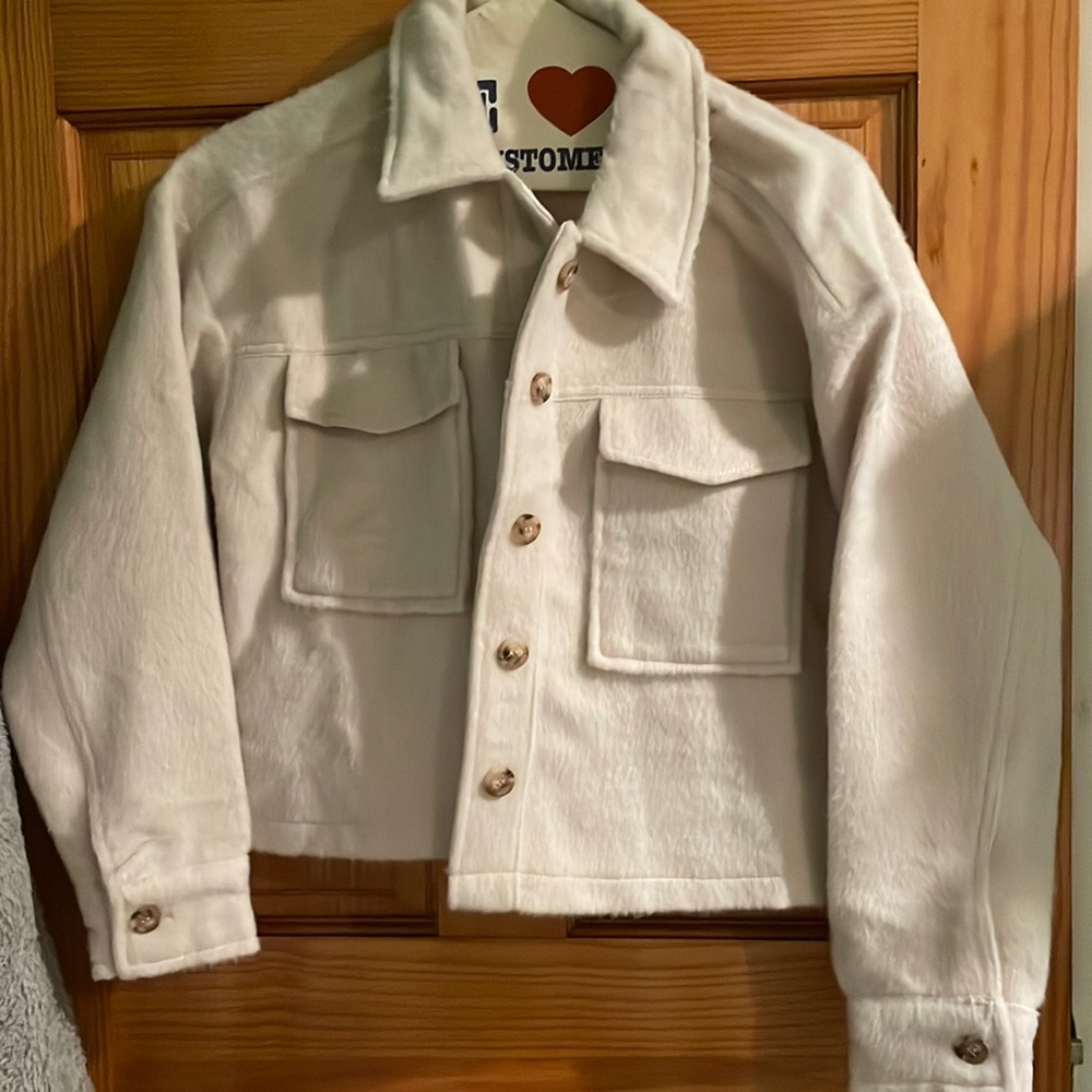Worn Once Pacsun Cream Cropped jacket